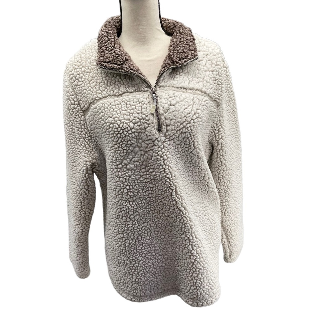 Green Tea Quarter Zip Two Tone Sherpa Pull Over Size XL